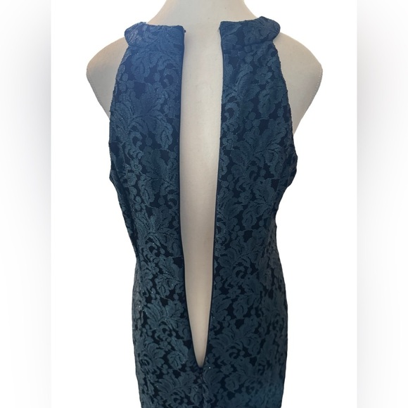 R&M Richards | Glitter Lace Mermaid Halter Gown (10) - Picture 9 of 13